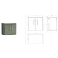 Nuie Arno 600mm Wall Hung 2-Door Vanity & Laminate Worktop - Satin Green