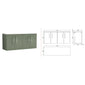 Nuie Arno 1200mm Wall Hung 4-Door Vanity & Laminate Worktop - Satin Green (Sparkling White Worktop)