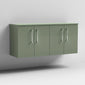 Nuie Arno 1200mm Wall Hung 4-Door Vanity & Worktop - Satin Green