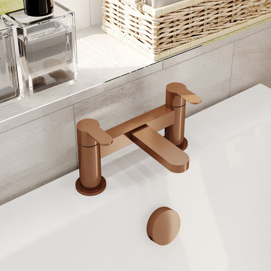  Nuie Arvan Deck Mounted Bath Filler - Brushed Bronze - welovecouk