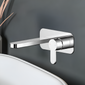 Nuie Arvan Wall Mounted 2 Tap Hole Basin Mixer With Plate - Chrome