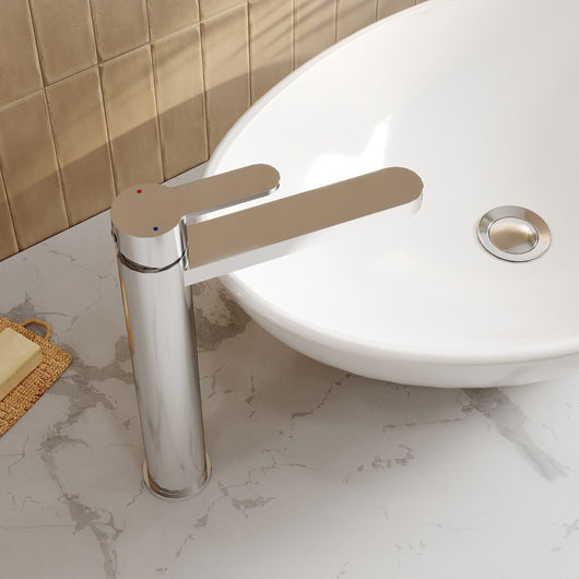  Nuie Arvan High-Rise Mono Basin Mixer (No Waste) - Chrome - welovecouk
