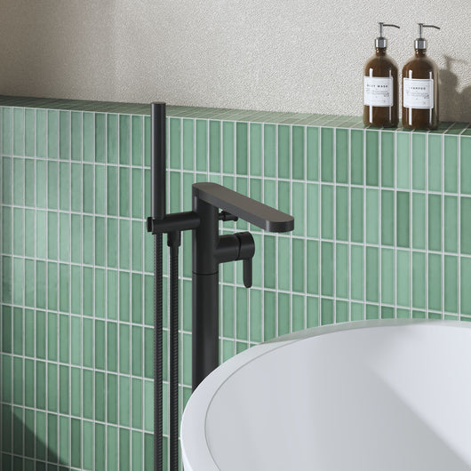  Nuie Arvan Freestanding Bath Shower Mixer - Matt Black - welovecouk