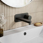Nuie Arvan Wall Mounted 2 Tap Hole Basin Mixer With Plate - Matt Black - welovecouk