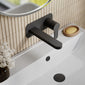 Nuie Arvan Wall Mounted 2 Tap Hole Basin Mixer With Plate - Matt Black - welovecouk