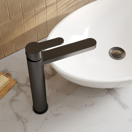  Nuie Arvan High-Rise Mono Basin Mixer (No Waste) - Matt Black - welovecouk