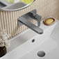 Nuie Arvan Wall Mounted 2 Tap Hole Basin Mixer With Plate - Brushed Gun Metal - welovecouk