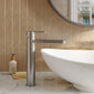 Nuie Arvan High-Rise Mono Basin Mixer (No Waste) - Brushed Gun Metal - welovecouk