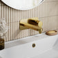 Nuie Arvan Wall Mounted 2 Tap Hole Basin Mixer With Plate - Brushed Brass - welovecouk