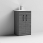 Mantello 500mm Floor Standing 2-Door Basin Vanity Unit - Anthracite Woodgrain