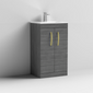 Mantello 500mm Floor Standing 2-Door Basin Vanity Unit - Anthracite Woodgrain