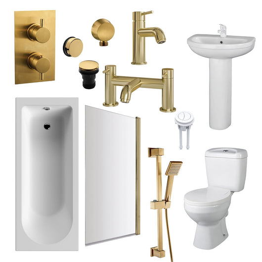  Albury Shower Bathroom Suite - Brushed Brass - 1800 x 800 - welovecouk