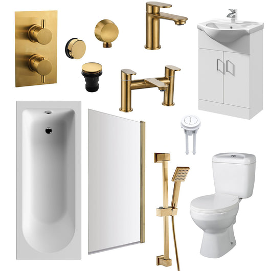 Albury Shower Vanity Bathroom Suite - Brushed Brass - 1800 x 800 - welovecouk