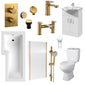 Albury L Shape Shower Vanity Bathroom Suite - Brushed Brass - 1700