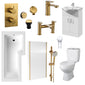 Albury L Shape Shower Vanity Bathroom Suite - Brushed Brass - 1700