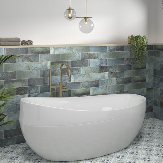 Cut Sample: Lombardy Emerald Rectangle Ceramic Tiles - welovecouk