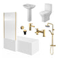 Brava 1800 L-Shaped Brushed Brass Complete Shower Bathroom Suite