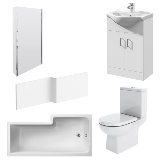  Asselby Vanity 1500mm L Shape Shower Bathroom Suite