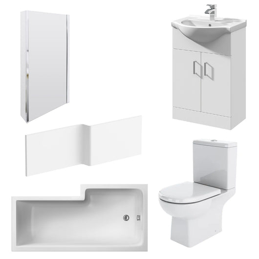  Asselby Vanity 1800mm L Shape Shower Bathroom Suite - welovecouk