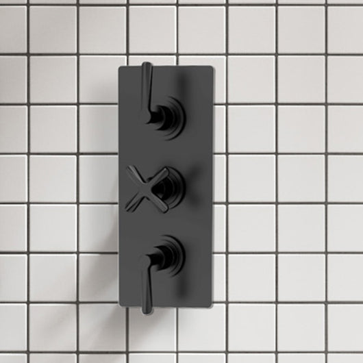  Aztec Triple Thermostatic Shower Valve - Matt Black