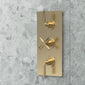 Aztec Triple Thermostatic Shower Valve - Brushed Brass