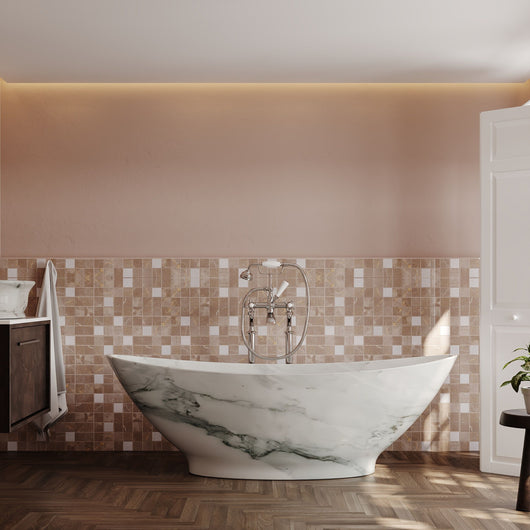  BC Designs Kurv Freestanding Bath 1890 x 900 (No Waste) - Marble