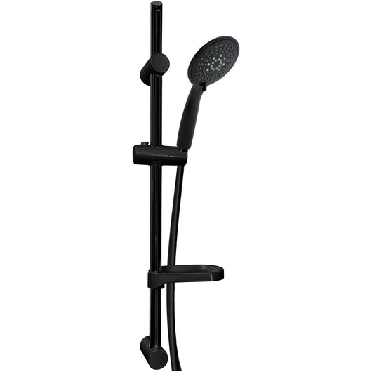  Matt Black Shower Slide Rail Set 740mm 3 Function Shower Head & Hose Kit