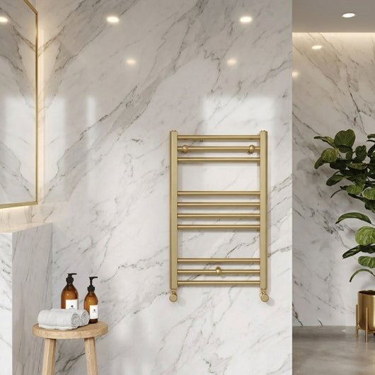  SDG 800 x 600 Brushed Brass Straight Heated Towel Rail