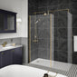 1400 x 900mm Stone Walk-In Shower Tray & 8mm Screen Pack - Brushed Brass