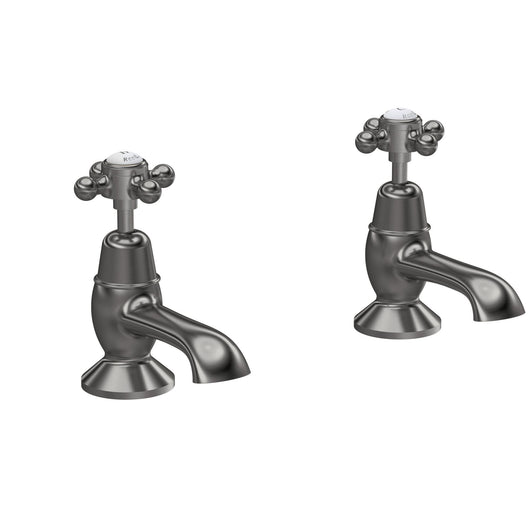  Hudson Reed White Topaz With Crosshead Bath Taps - Brushed Pewter - BC702DX - welovecouk