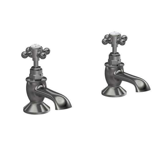  Hudson Reed White Topaz With Crosshead Bath Taps - Brushed Pewter - BC702HX - welovecouk