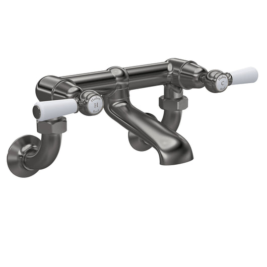  Hudson Reed White Topaz With Lever Wall Mounted Bath Filler - Brushed Pewter - welovecouk