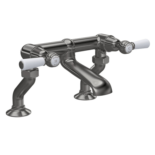  Hudson Reed White Topaz With Lever Deck Mounted Bath Filler - Brushed Pewter - welovecouk