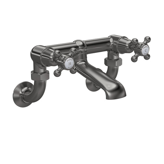  Hudson Reed White Topaz With Crosshead Wall Mounted Bath Filler - Brushed Pewter - BC703DXWM - welovecouk