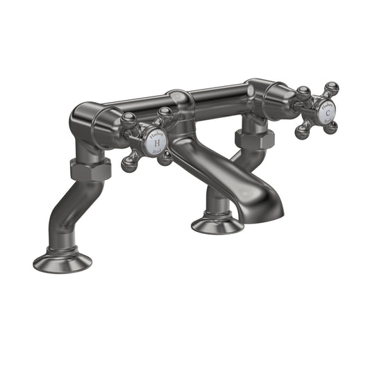  Hudson Reed White Topaz With Crosshead Deck Mounted Bath Filler - Brushed Pewter - BC703DX - welovecouk