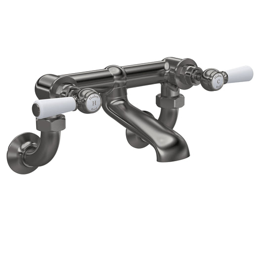  Hudson Reed White Topaz With Lever Wall Mounted Bath Filler - Brushed Pewter - welovecouk
