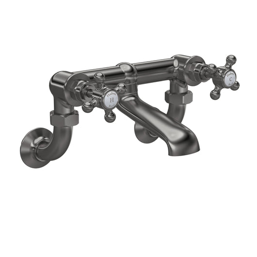  Hudson Reed White Topaz With Crosshead Wall Mounted Bath Filler - Brushed Pewter - BC703HXWM - welovecouk