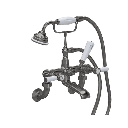  Hudson Reed White Topaz With Lever Wall Mounted Bath Shower Mixer - Brushed Pewter - welovecouk