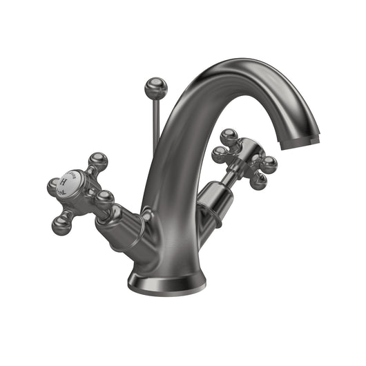  Hudson Reed White Topaz With Crosshead Mono Basin Mixer - Brushed Pewter - BC705DX - welovecouk
