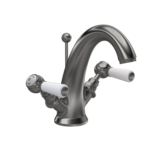  Hudson Reed White Topaz With Lever Mono Basin Mixer - Brushed Pewter - welovecouk