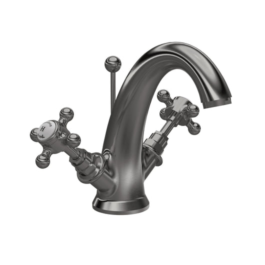  Hudson Reed White Topaz With Crosshead Mono Basin Mixer - Brushed Pewter - BC705HX - welovecouk