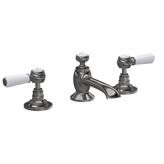  Hudson Reed White Topaz With Lever 3 Tap Hole Basin Mixer - Brushed Pewter - welovecouk