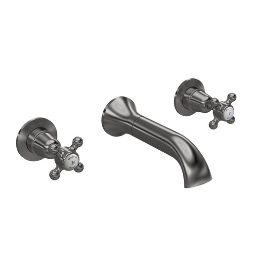  Hudson Reed White Topaz With Crosshead Wall Mounted Bath Spout - Brushed Pewter - BC709DX - welovecouk