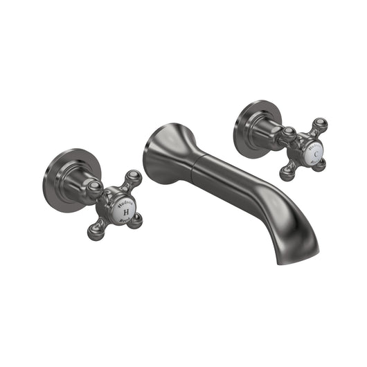  Hudson Reed White Topaz With Crosshead 3 Tap Hole Wall Mounted Basin Mixer - Brushed Pewter - BC717DX - welovecouk