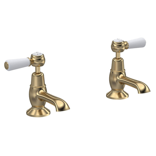  Hudson Reed White Topaz With Lever Basin Taps - Brushed Brass - BC801DL - welovecouk