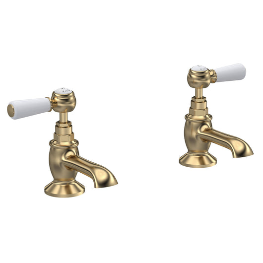  Hudson Reed White Topaz With Lever Basin Taps - Brushed Brass - BC801HL - welovecouk
