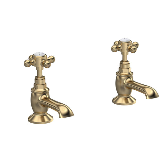  Hudson Reed White Topaz With Crosshead Basin Taps - Brushed Brass - BC801HX - welovecouk