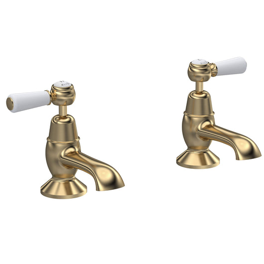  Hudson Reed White Topaz With Lever Bath Taps - Brushed Brass - BC802DL - welovecouk