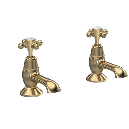  Hudson Reed White Topaz With Crosshead Bath Taps - Brushed Brass - BC802DX - welovecouk