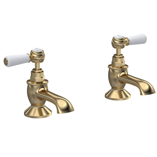  Hudson Reed White Topaz With Lever Bath Taps - Brushed Brass - BC802HL - welovecouk